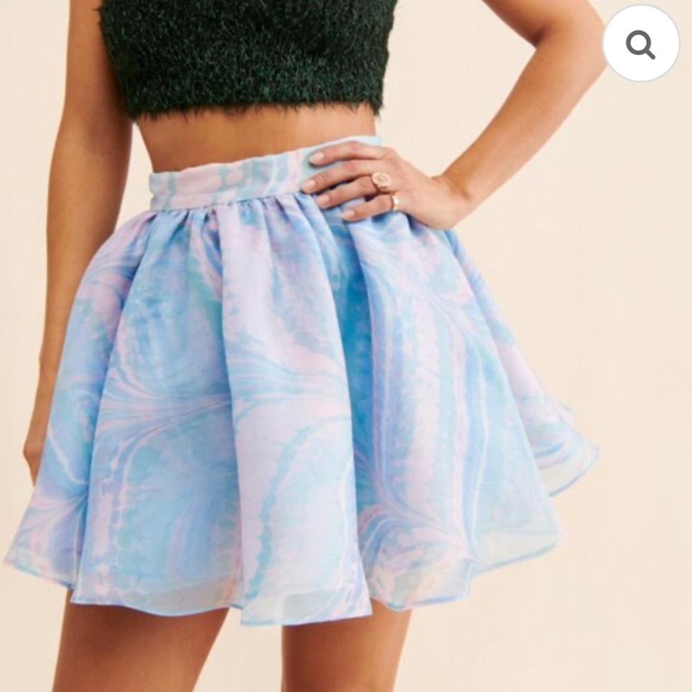 Selkie Blue Green Pink Marble Cocktail Skirt